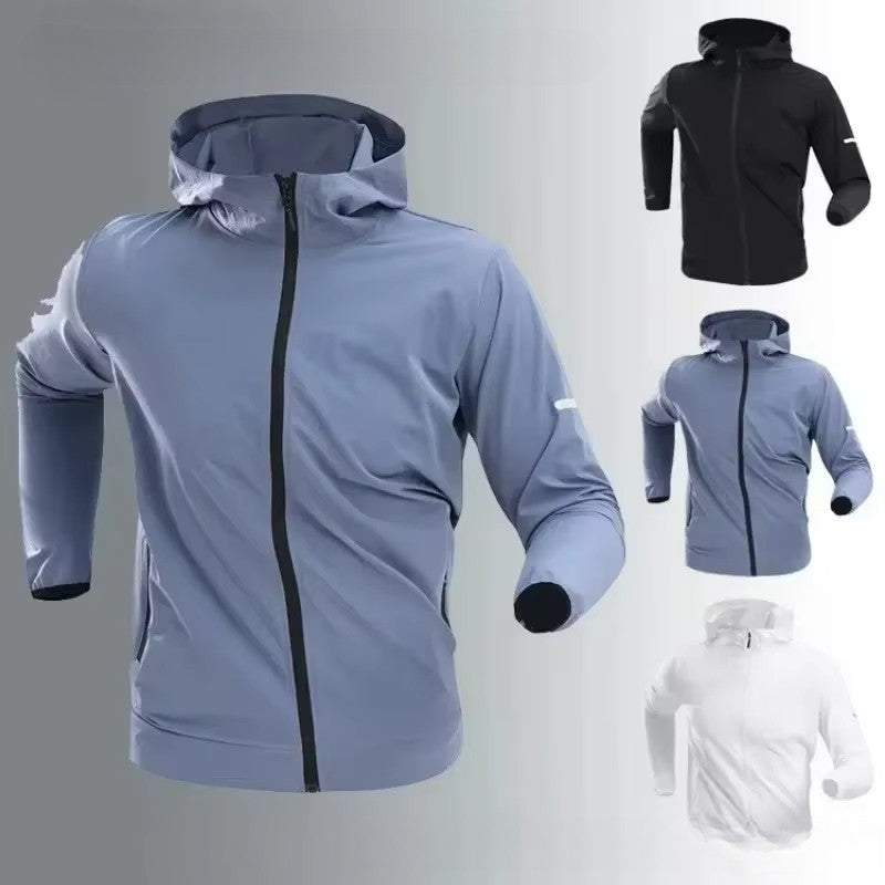 Autumn/Winter Men's Outdoor Running Fitness Morning Jogging Sports Quick-Dry Windproof Cycling Training Jacket and Tracksuit