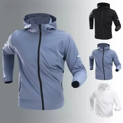 Autumn/Winter Men's Outdoor Running Fitness Morning Jogging Sports Quick-Dry Windproof Cycling Training Jacket and Tracksuit