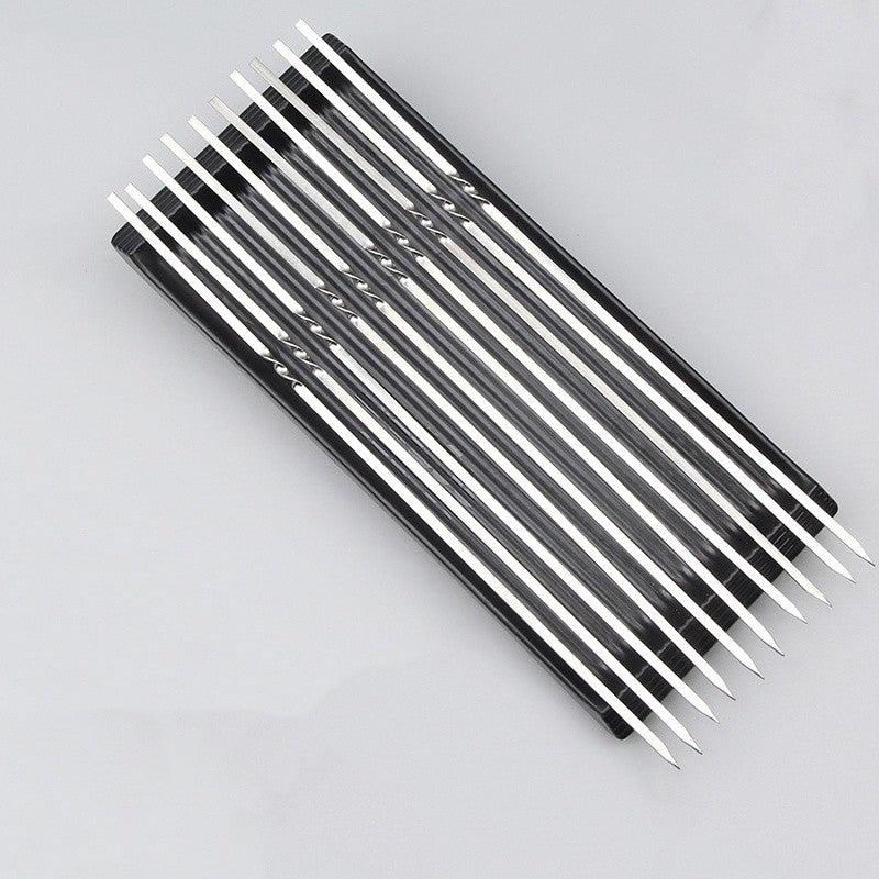 10Pcs Stainless Steel Barbecue Skewer Reusable BBQ Skewers Kebab Iron Stick For Outdoor Camping Picnic Tools Cooking Tools
