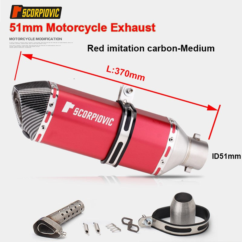 Universal Motorcycle 51mm Exhaust Pipe Carbon Fiber Muffler Exhaust Pipe db Killer Length300mm/ 370mm/ 470mm Multicolour Exhaust