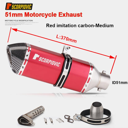 Universal Motorcycle 51mm Exhaust Pipe Carbon Fiber Muffler Exhaust Pipe db Killer Length300mm/ 370mm/ 470mm Multicolour Exhaust