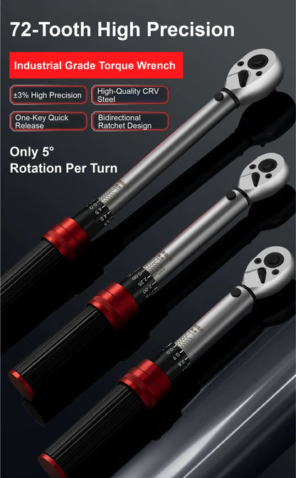 Kit de Chave de Torque Ajustável Multi-Drive 1/4"3/8"1/2"1–3000 N·m Conjunto de Ferramentas de Catraca Profissional de Alta Precisão com Pré-ajuste por Clique