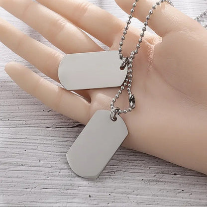 Colar Masculino Dog Tag Militar Retangular Duplo Aço Inoxidável Titânio Joia de Exército Masculino Presente