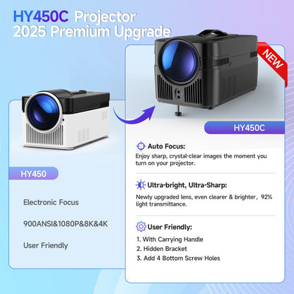 Magcubic Auto Focus HY450C Ultra Short Throw Projector With Auto Offset 1080P 8K HD 900 ANSI WiFi6 BT5.4 Allwinner H716 Voice