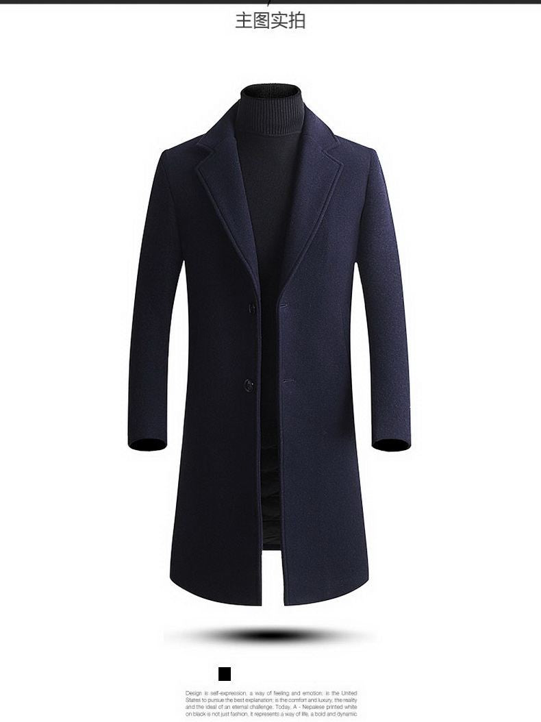 Woolen overcoat for men, fashionable middle-aged mid-length business casual windbreaker, men's woolen coat