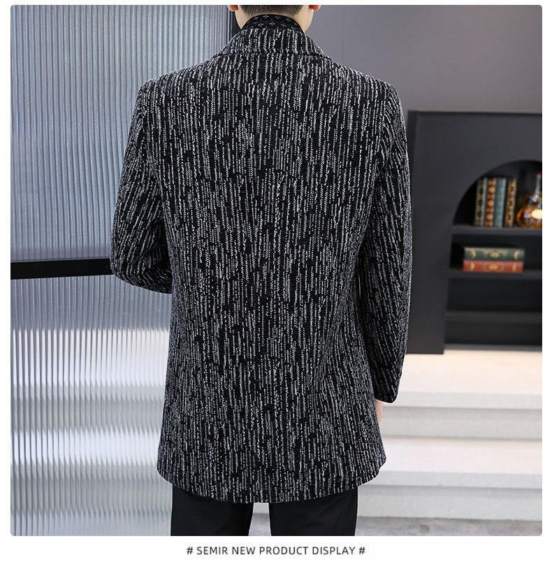 Men's Mid-Length Wool Overcoat - Heavy Blend Winter Trench Coat for Modern Style Wool Overcoat
