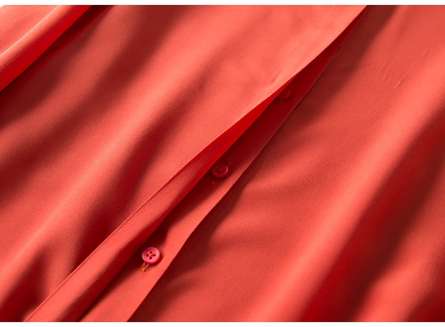 2025 Spring New Women's Silk Shirt Women's Long Sleeve 100% Mulberry Silk Blouse 16 MM White-collar OL Style Shirts For Women