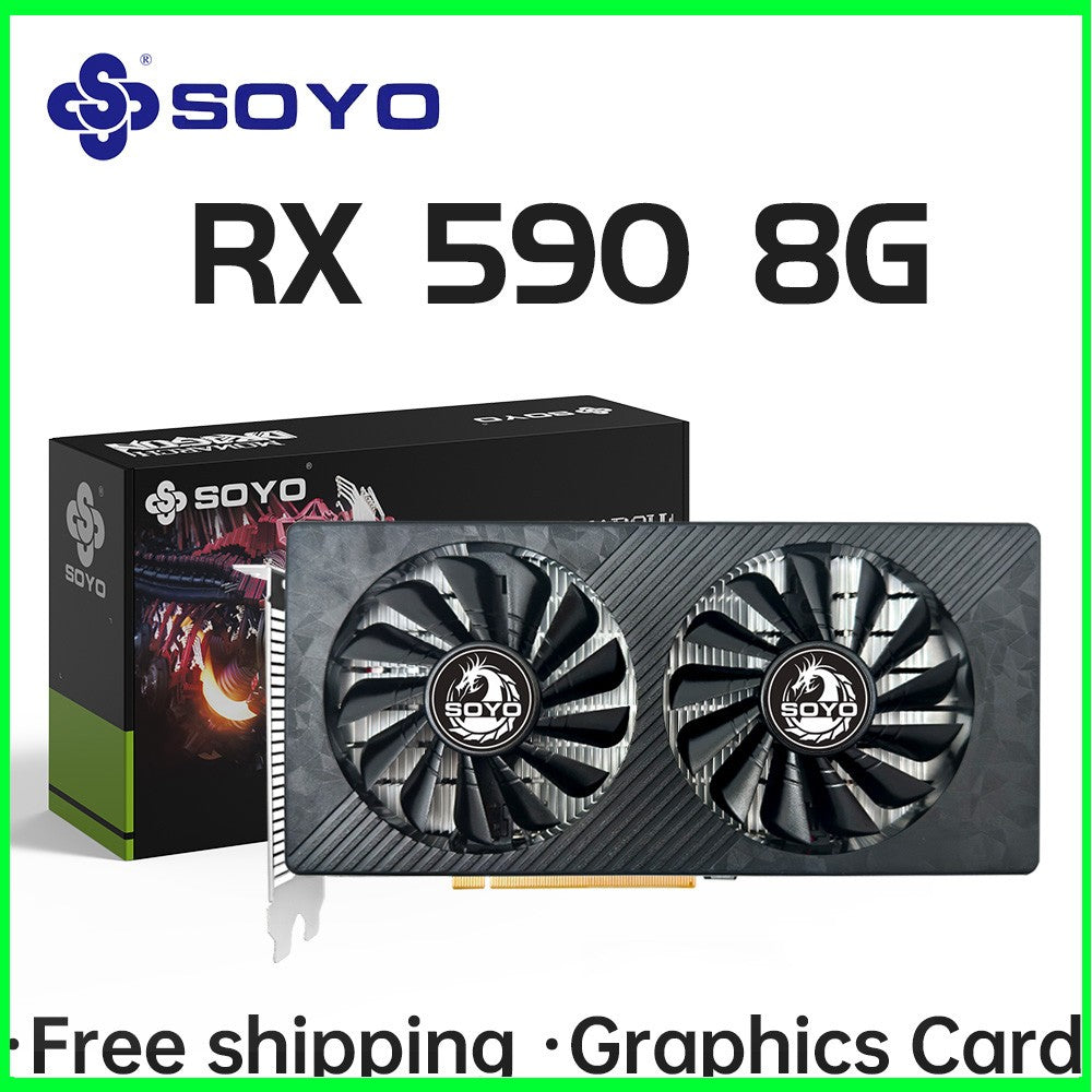 AMD RX 590 8GB Placa De Vídeo Gaming Graphics Card GDDR5 256Bit PCI Express 3.0 ×16 6Pin Radeon GPU rx590 Series SOYO