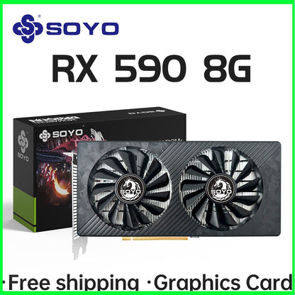AMD RX 590 8GB Placa De Vídeo Gaming Graphics Card GDDR5 256Bit PCI Express 3.0 ×16 6Pin Radeon GPU rx590 Series SOYO