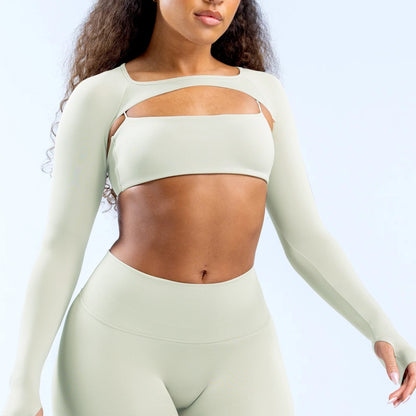 New Sports Long Sleeve Shrug Seamless Spandex Woman Fitness Elastic Breathable Shrug Sports Long Sleeve?Not Contain Bra?