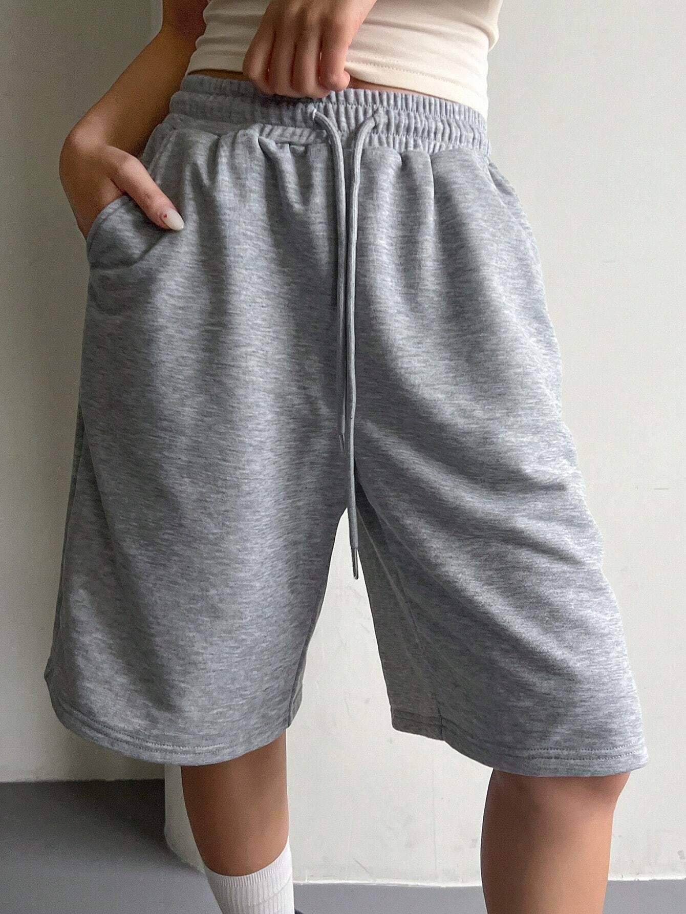 Women's solid color casual elastic drawstring shorts suitable for daily wear all seasons sports fashion