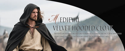 Joukavor Renaissance Hooded Cape Medieval Linen Cloak with Hood for Women Men
