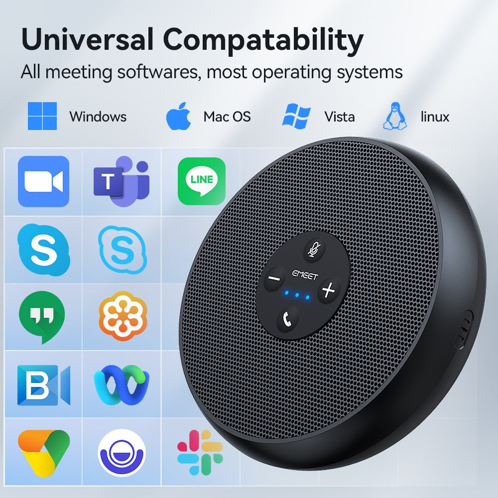 EMEET USB Wired Speakerphone Conference Speaker With 2 Mics 360° Voice Pickup Meeting Microphone Zoom Certified for Office/Home