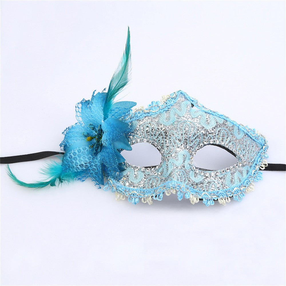 Halloween Mask Masquerade Princess Half Face Lace Plus Flower Children Adult Eye Mask Female Party Performance Props
