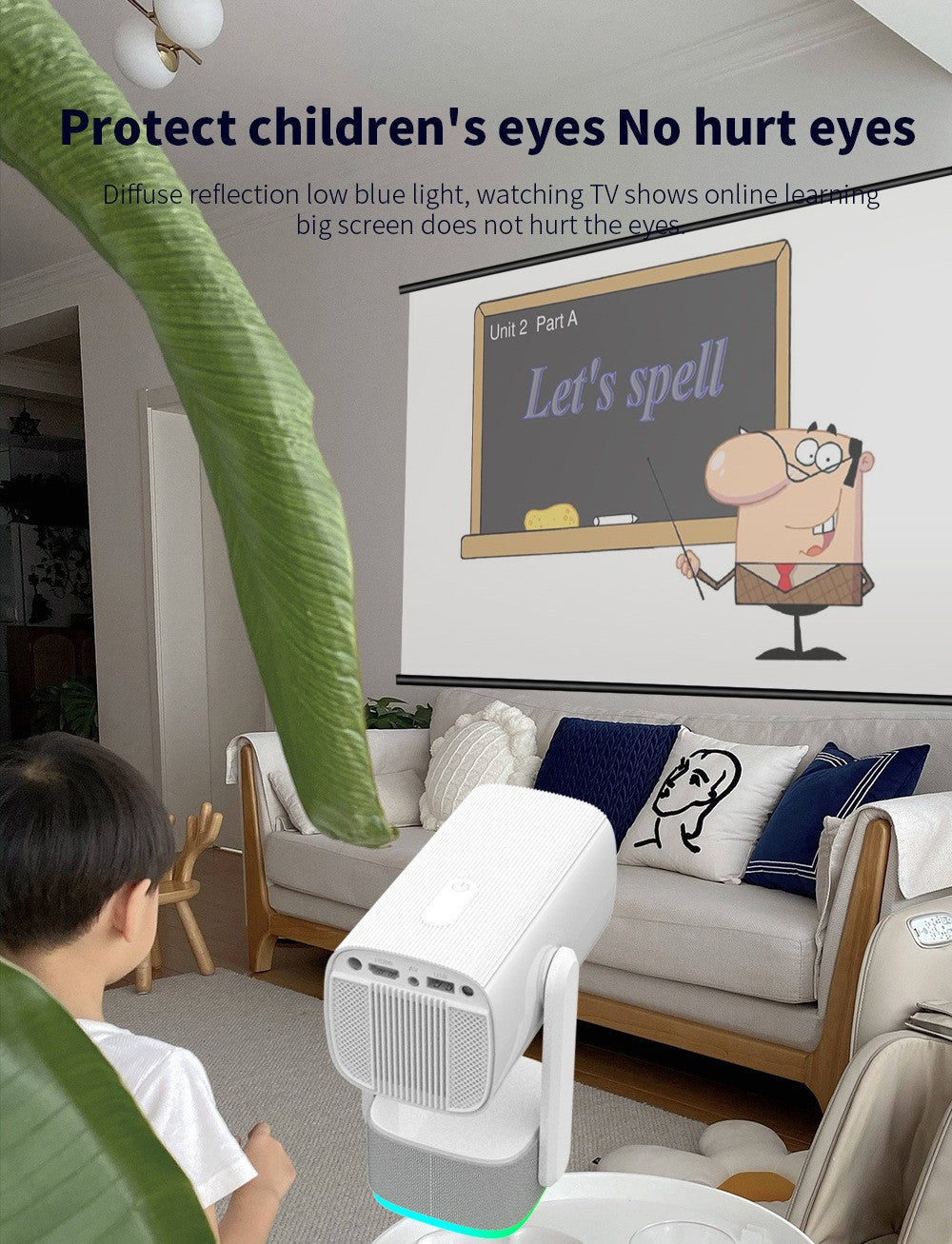 Projetor Salange 4K K2 Smart Android 11 Bateria Embutida Alto-falante Bluetooth WIFI Foco Automático Correção Trapezoidal Estilo Livre para Filmes ao Ar Livre