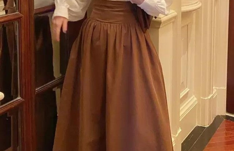 Autumn Outfit Set Women's 2023 New Court Sle Retro irt Versatile Mid-Length A-Line  Skirt for Pear aped Body