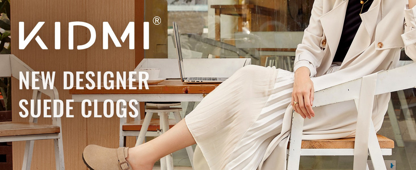 Comwarm Cow Suede Women Clogs With Adjustable Buckle Cork Footbed Leather Mules Comfort Slip on Women Slippers Summer Cork Clogs