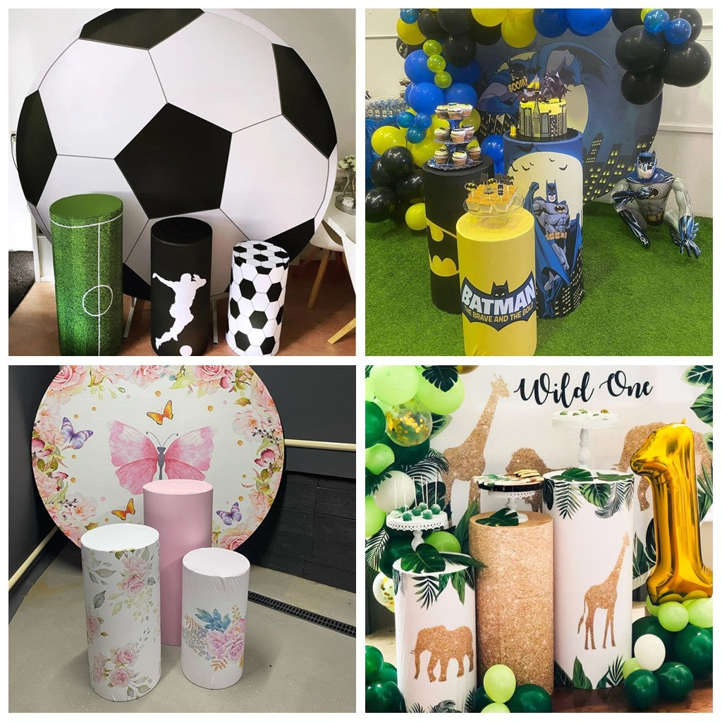 Race Car Theme Cylinder Covers Decor Elastic Racing Party Backdrop Pedestal Cover Baby Shower Birthday Custom Name Desserts