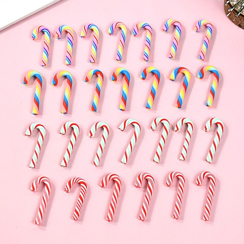10/30/50Pcs Mini Candy Cane Christmas Decoration Red White Resin Candy DIY Crafts Xmas Pendant Navidad Home Decor 2026 New Year