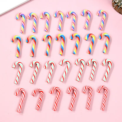 10/30/50Pcs Mini Candy Cane Christmas Decoration Red White Resin Candy DIY Crafts Xmas Pendant Navidad Home Decor 2026 New Year