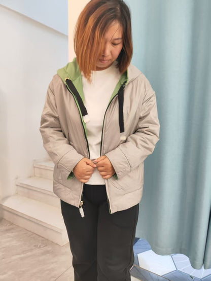 Fenggejiwo women's silk camel velvet baseball jacket casual silk jacket solid color double-sided jacket