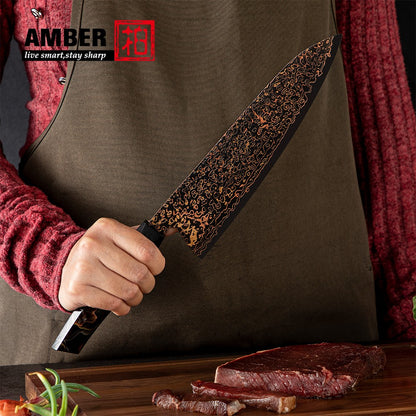 Conjunto de facas de aço Damasco japonês 37 camadas com cobre VG10, facas de cozinha, chef, bife, multiuso, frutas, para descascar, com cabo de resina de malha