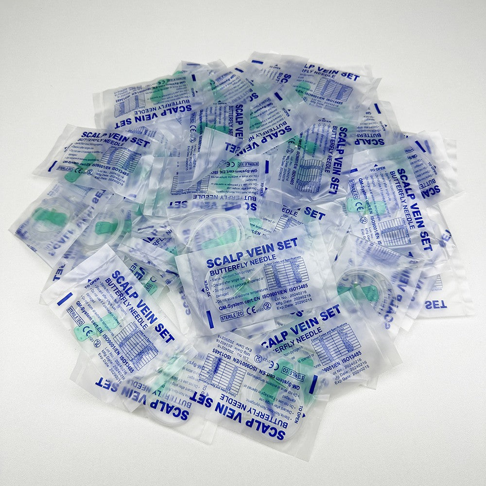 100 Unidades/Agulha de Infusão Borboleta com Boca Reta Descartável para Animais, Agulha de Infusão com Asa Dupla para Sala de Cuidados de Animais de Estimação