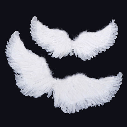 Asas Brancas de Anjo de Pena para Crianças e Adultos, Varinhas Mágicas, Acessório de Cabelo (Halo) para Cosplay, Alças Elásticas, Adereços de Casamento, Halloween e Aniversário