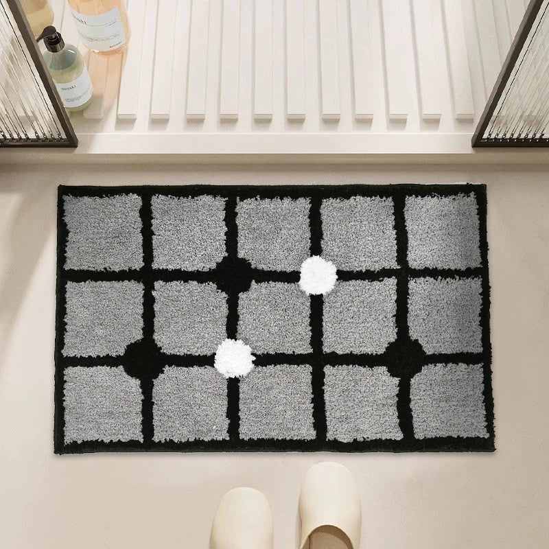 VIKAMA Bathroom Rug- Flannel Soft Toilet Door Mat - Bathroom Entrance Floor Mat - Bathroom Sink Area Carpet Home Decoration