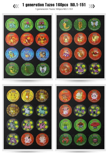 Pokémon Tazos 1/2/3 Geração 160/100/141pçs Card Pogs Pikachu Charizard Treinador Coleção Completa Jogo de Cartas Cheetos Chipitaps Tap