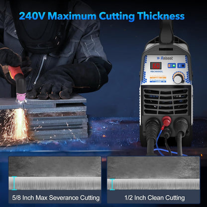 Máquina de Corte a Plasma Reboot Plasma Cutter 60 Amp Pilot Arc, sem Contato, Corte Limpo de 1/2 polegada (12mm), Corte de Separação de 3/4 polegadas (19mm) 110/220V