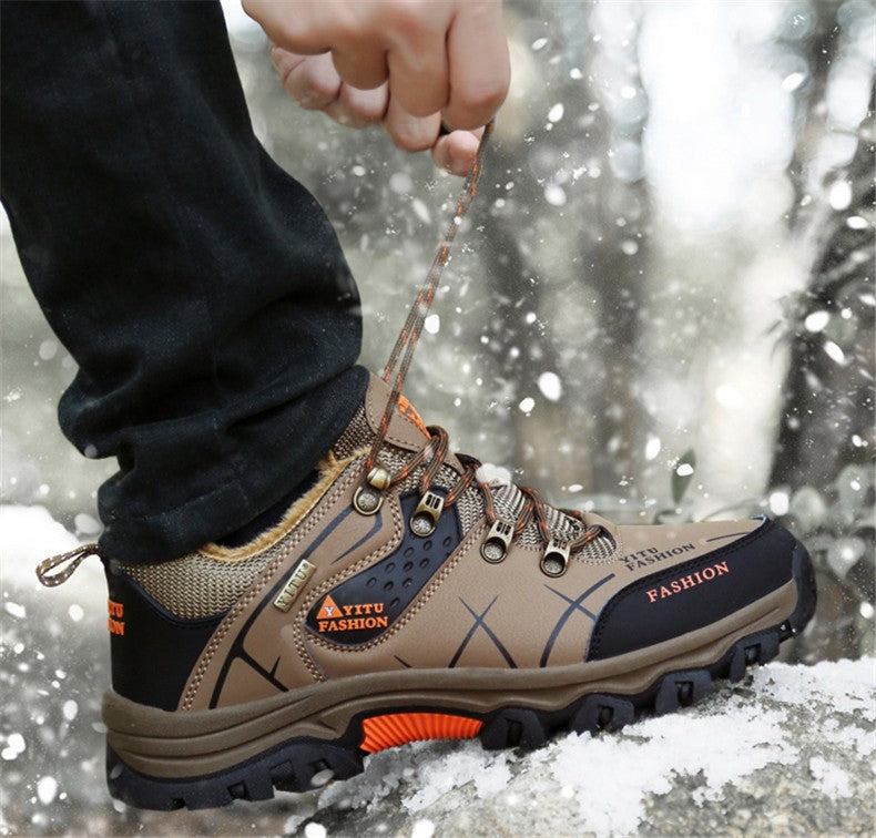 Botas de Neve Masculinas de Inverno Impermeáveis de Couro Tênis Super Quentes Botas Masculinas Botas de Caminhada ao Ar Livre Sapatos de Trabalho Tamanho 39-47