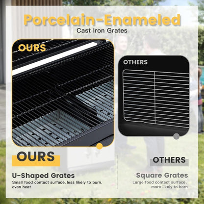 Extra Large Charcoal Grill with 589 Sq. In. Cooking Area and Foldable Side Table, Outdoor Barbecue Grill with a Liftable Charco