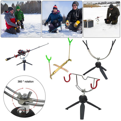 Suporte de Vara de Pesca de Gelo Dupla Cabeça Suporte Portátil para Vara de Pesca de Gelo Fácil Instalação Suporte de Vara de Inverno para Equipamento de Pesca de Inverno Mar
