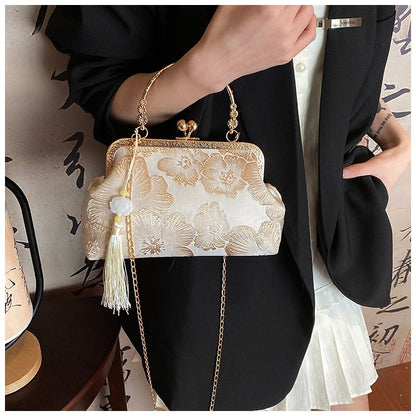 Chinese Style Embroidered Shoulder Bag Elegant Handbag Retro Small Square Bag Wedding Party Luxury Designer Women Evening Clutch