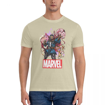 Fashion Spelling T-Shirts Men Crewneck Cotton T Shirts Marvel Dr.Strange Film Short Sleeve Tee Shirt Original Clothes
