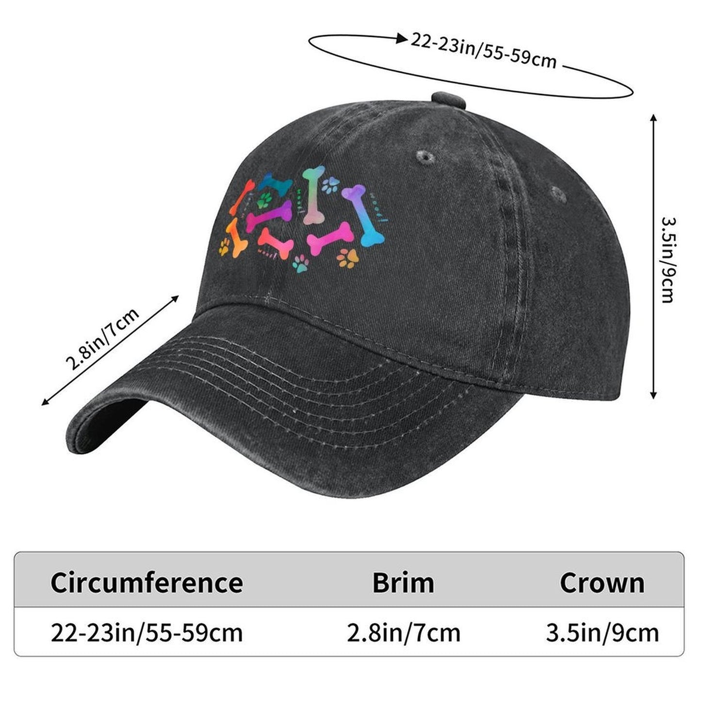 Rainbow dog bones and paw prints pattern Baseball Cap Luxury man cap fashionable Brand Man cap Cosplay Caps For Men Women's