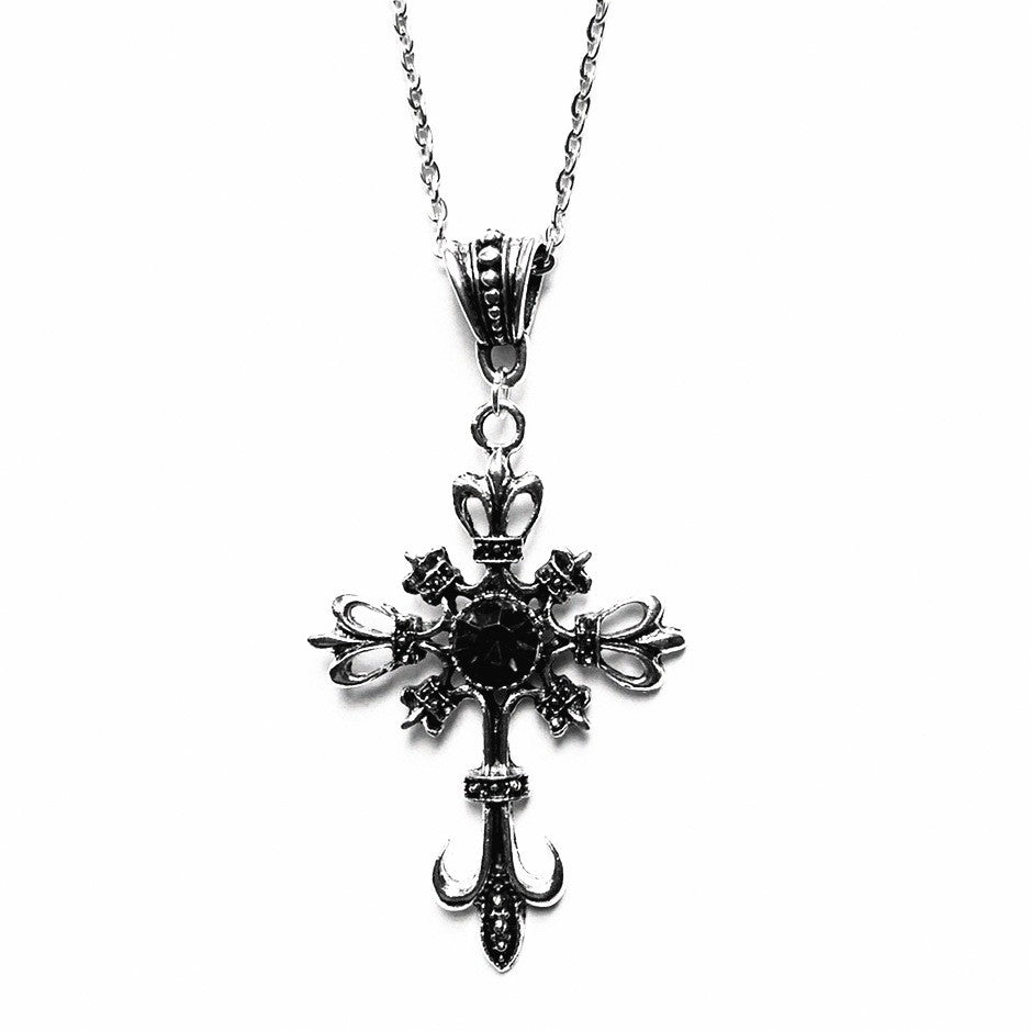 Gothic Cross Necklace For Women Men Punk Hollow Flower Cross Charms Choker Chain Vampires Pendant Jewelry Party Accessories Gift