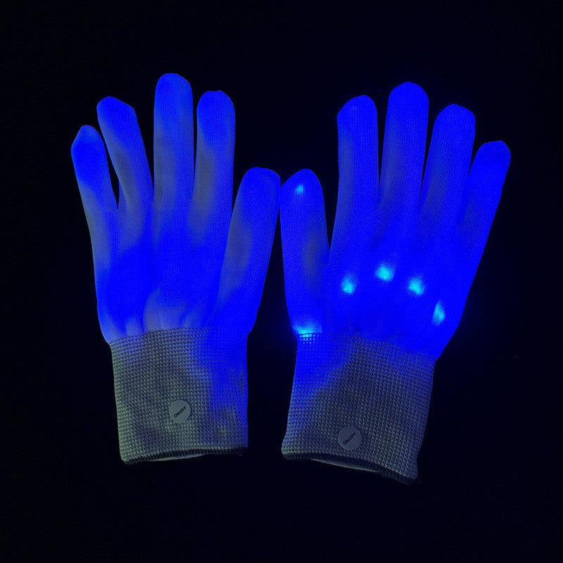 1Pair LED Gloves Neon Glowing Halloween Party Light Props Luminous Flashing Skull Gloves Stage Costume Glow Party Supplies