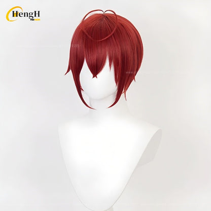 In Stock Anime Riddle Short 30cm Red Cosplay Anime Wig And Headwear Heat Resistant Synthetic Hair Halloween Party Wigs + Wig Cap