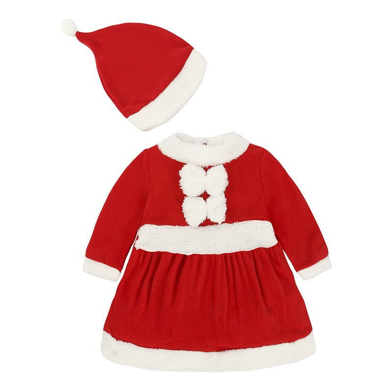 Christmas Baby Santa Claus Cosplay Costume Baby Boys Girls 3/4 Sleeve Clothes Toddler Kids Dress Children Clothing for 1-8 Years