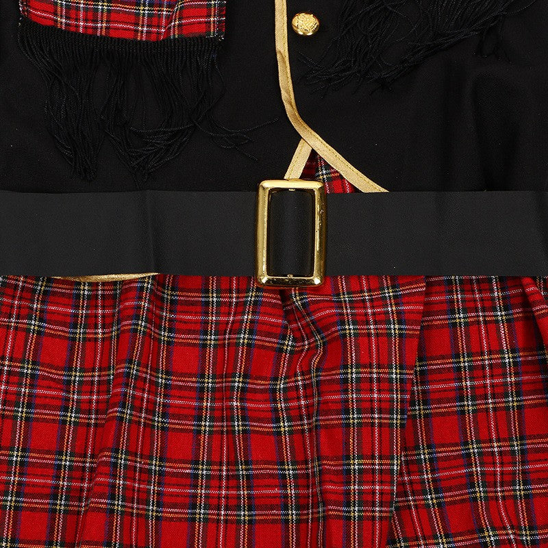 Boys Ethnic Scottish Tartan Clansman Cosplay Outfit Kids Around The World Book Day Week Halloween Party Costume