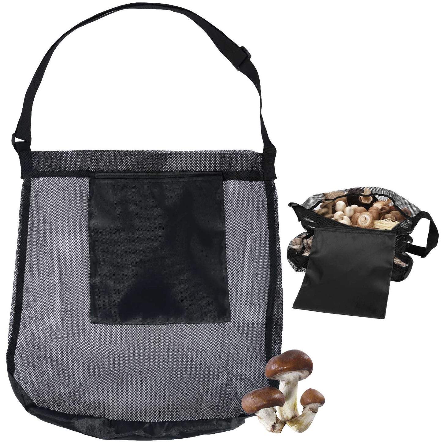 1/2Pcs Multipurpose Storage Bag Mesh Mushroom Foraging Bag With Adjustable Shoulder Strap Large Capacity Outdoor Shopping Pouch