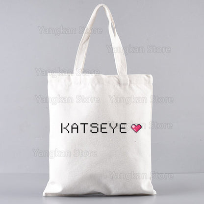 KATSEYE Korean Shopping Bag Print Original Design White Unisex Fashion Travel Canvas Bags