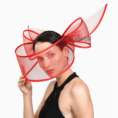 Fascinator de Véu Branco Elegante Chapéu Feminino para Kentucky Derby Evento de Corrida Adorno de Cabeça de Moda Boné de Rede Chapeau para Eventos Femininos