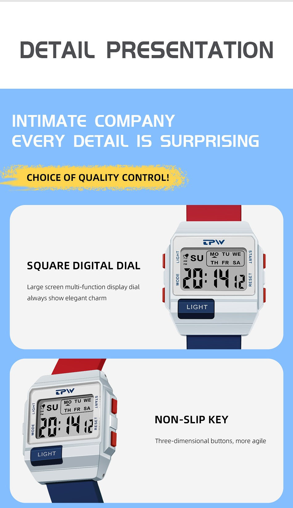 TPW 36mm Midsize Digital Watch For Women Teenage  Meter Water Resistant