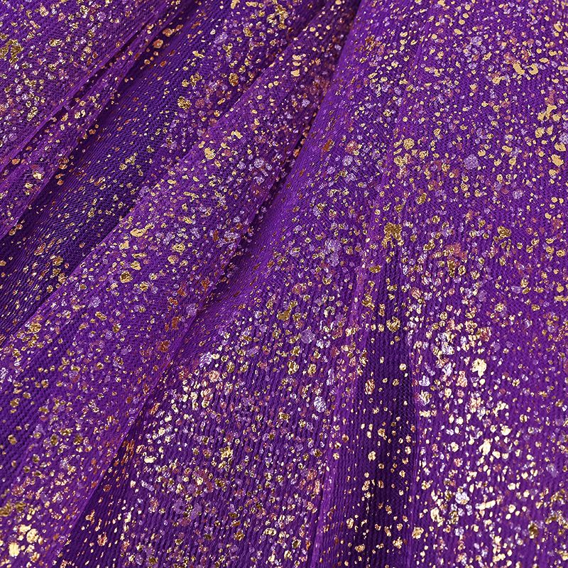 Adult hot mesh tutu skirt 2024 street fashion solid color skirt Polyester Gold/Silver  stamping dance skirt