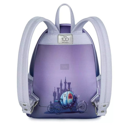 Mochila Loungefly Mini Princessa Gus e Jaq Teacup 70º Aniversário Lenticular Série Cinderela