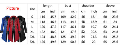 2025 Medieval Vintage Silver Trim Jacquard Men's Tuxedo, COS Prom Performance Steampunk Dress Jacket, Easter Halloween Costumes