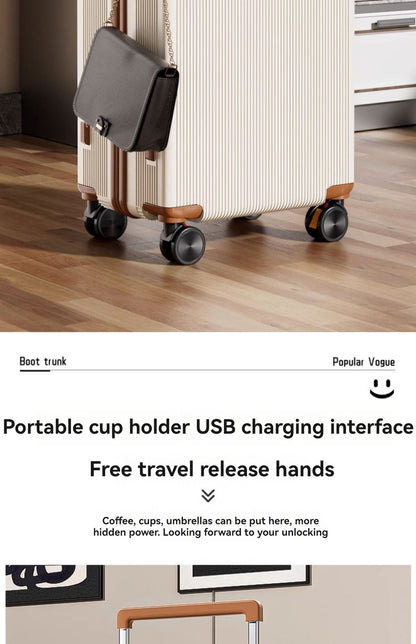 2025 New Wide-Rod Shockproof Braking Large Capacity Travel Suitcase 20" Checked Luggage Locking Bag